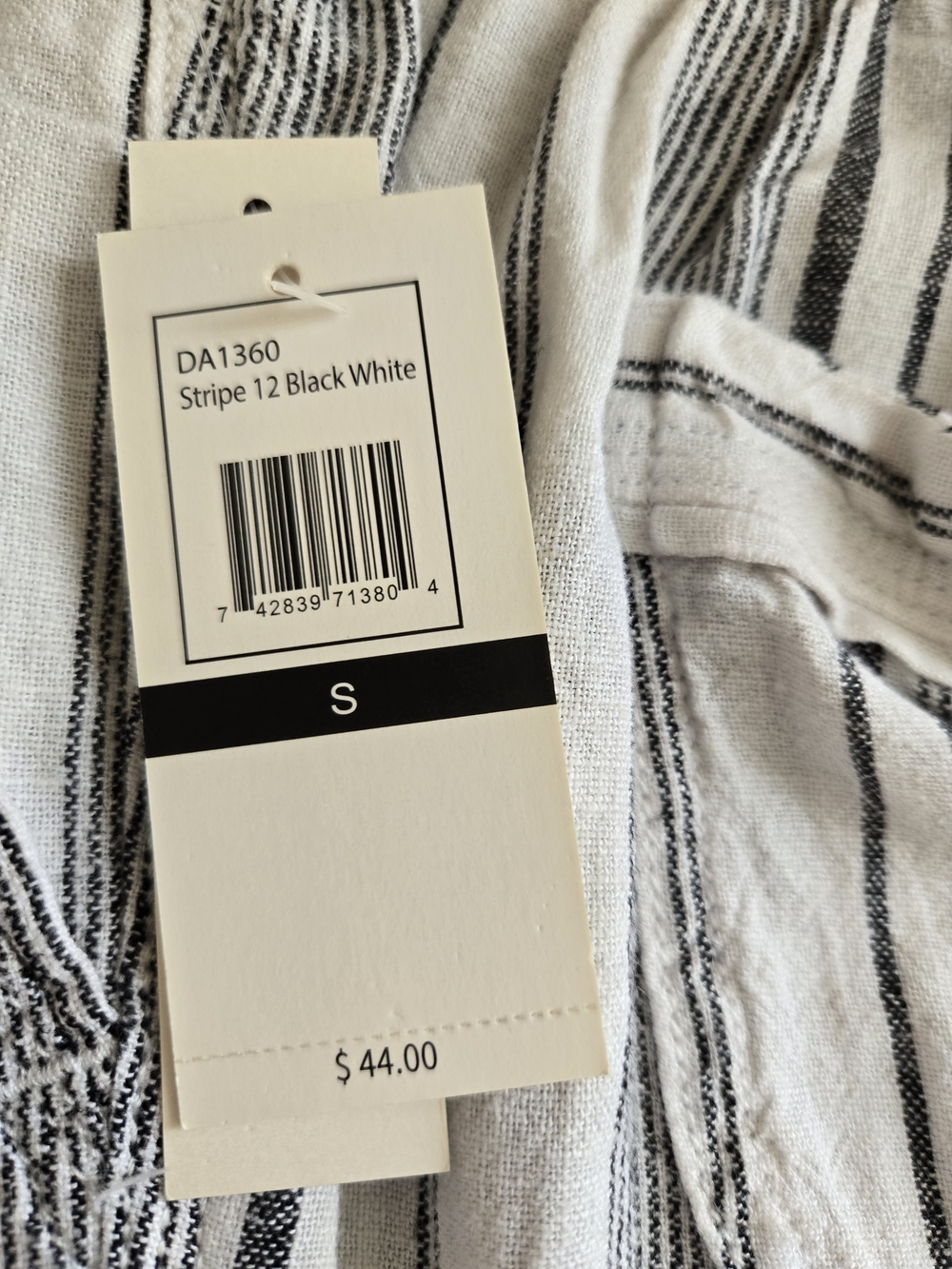 Linden Black and White Striped Linen Blend Crop - Picture 5 of 5